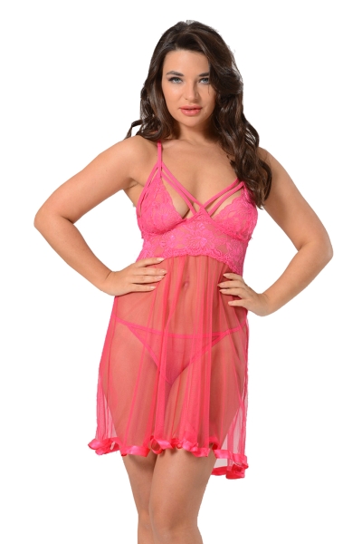 Sistina 683 Dantelli Fantazi Pembe Gecelik